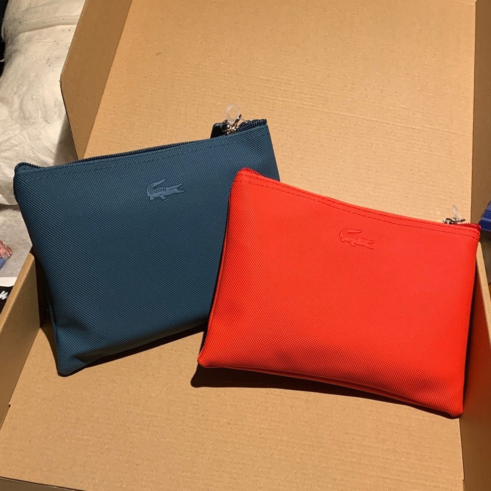 Lacoste Dual-Color Pouch Set in Blue and Red